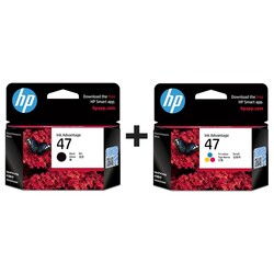 HP 47 6ZD21AE Siyah + 6ZD61AE Renkli Orijinal Kartuş Seti